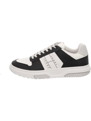 Tommy Hilfiger Erkek Brooklyn Deri Siyah Logolu Sneaker