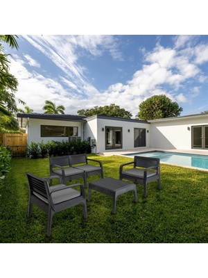 Mandella Latte Oturma Grubu Seti (1 Ikili+2 Tekli Koltuk+1 Sehpa)(Minder Hediyeli) Antrasit