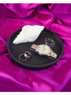 Lydia Accessory Yuvarlak Beton Takı Sunum Tabağı & Deniz Kabuğu Mumluk