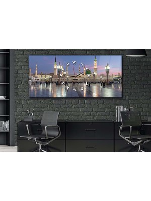 Marpanya Yatay Ortadan Saatli Dini Temalı Cam Tablo YSOD069