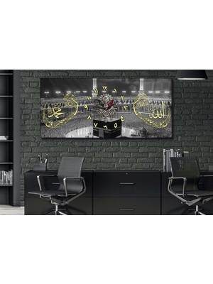 Marpanya Yatay Ortadan Saatli Dini Temalı Cam Tablo YSOD100