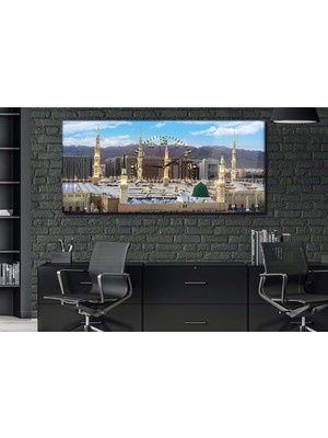 Marpanya Yatay Ortadan Saatli Dini Temalı Cam Tablo YSOD011