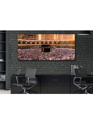 Marpanya Yatay Ortadan Saatli Dini Temalı Cam Tablo Ysod029