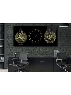 Marpanya Yatay Ortadan Saatli Dini Temalı Cam Tablo Ysod084