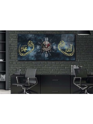 Marpanya Yatay Ortadan Saatli Dini Temalı Cam Tablo Ysod102