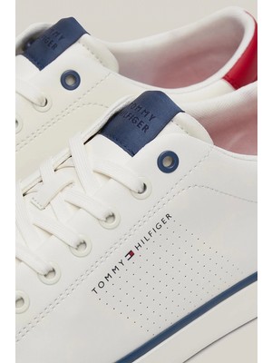 Tommy Hilfiger Erkek Logo Detaylı Beyaz Sneaker