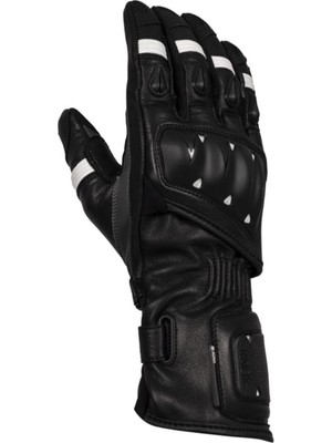Knox Oulton Korumalı Deri Motosikleçi Eldiveni Siyah / Beyaz