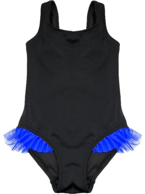 Siyah Saks Fırfır Detaylı Kız Çocuk Mayo Db200618cm