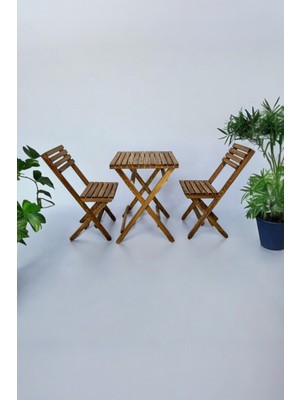 Webotto Ahşap Balkon Bahçe Mutfak 3'lü Bistro Set 2 Sandalye 1 Masa Takım 50X50CM Ykm MOB246