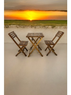 Webotto Ahşap Balkon Bahçe Mutfak 3'lü Bistro Set 2 Sandalye 1 Masa Takım 50X50CM Ykm MOB246