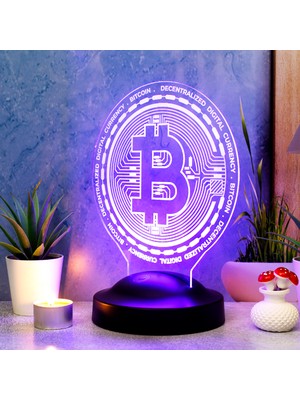 Sevgi Lambası Bitcoin, Bitcoin Sembollü Hediye, Bitcoin Para Jetonu Şeklinde 3D LED Lamba, Kripto Para, Bitcoin Logo