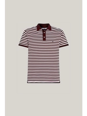 Tommy Hilfiger Erkek Slim Fit Polo Gömlek Bordo T-Shirt