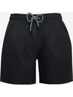 Tudors Erkek Standart Fit File Astarlı Hızlı Kuruyan Düz Siyah Mayo Deniz Şortu