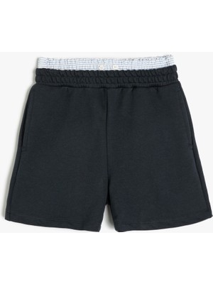 Koton Şort Beli Çift Bel Detaylı Pamuklu