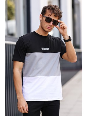 Aziso Erkek Renk Bloklu Lateforfun Baskılı Regular Bisiklet Yaka %100 Pamuk T-Shirt