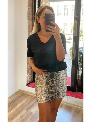 Alya NS Butik Desenli Mini Jean Etek