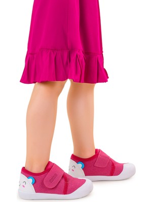 Kiko Kids Catly Cırtlı Kız Bebek Ilk Adım Panduf Ayakkabı Fuşya