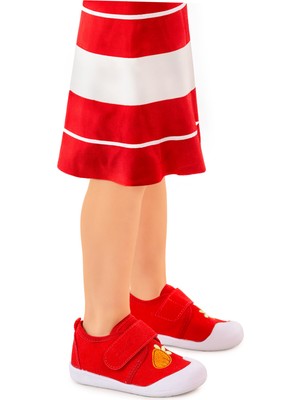 Kiko Kids Strawberry Cırtlı Kız Bebek Ilk Adım Panduf Ayakkabı Kırmızı