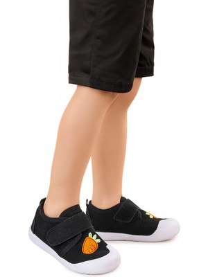 Kiko Kids Strawberry Cırtlı Erkek Bebek Ilk Adım Panduf Ayakkabı Siyah