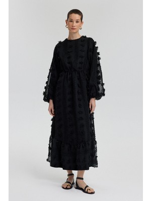 Touche Beli Büzgülü Şifon Elbise