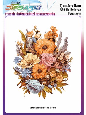 F17 Ajans Dtf Transfer Baskı Ütü ile Yapışan Tişört Tekstil Renkli Görsel 16cm x 19cm