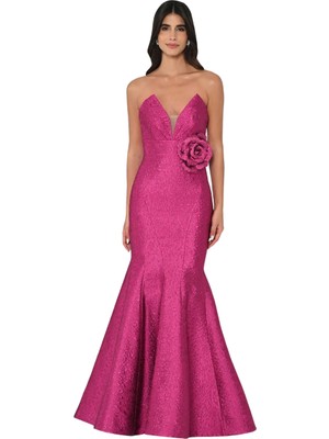 ALFABETA Payetli Straplez Fuşya Kadın Abiye 2246686