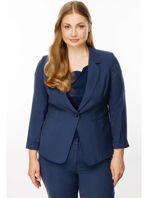 Ekol Bb Büyük Beden Lacivert Kadın Ceket 24EKL05528