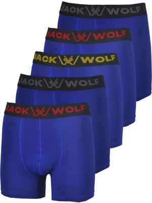 Jack Wolf Mavi 5'li Kutu Pamuklu Likralı Erkek Boxer