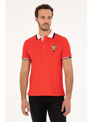 U.S. Polo Assn. Erkek Slim Fit Polo Yaka Kırmızı Basic Tişört 50279559-VR030