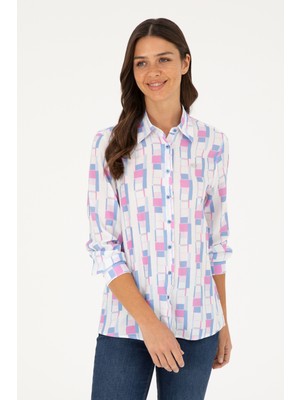 U.S. Polo Assn. Kadın Koyu Mavi Gömlek Desenli 50283424-VR032