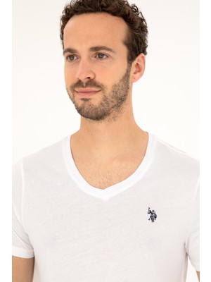 U.S. Polo Assn. Erkek Beyaz Basic T-Shirt 50279574-VR013