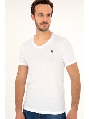 U.S. Polo Assn. Erkek Beyaz Basic T-Shirt 50279574-VR013