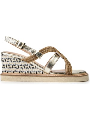 Tamer Tanca Kadın Hakiki Deri Altın Topuklu Sandalet 51 882 Bn Sndlt Y24 Gold Mtlk