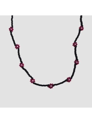 Uretti - Tuğba 6667 El Yapımı Papatyalı Kum Boncuk Kolye - Mor