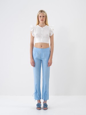Xint Kadın Ekru Pamuk Dokulu Slim Fit Bluz
