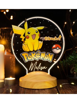 Sevgi Lambası Pikachu, Pokemon Temalı Gece Lambası, Pikachu Kişiye Özel Masa Lambası, Pokemon Çizgi Film Karakteri, Nostaljik Lamba, Çocuk Odası Dekor Lamba