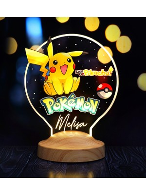 Sevgi Lambası Pikachu, Pokemon Temalı Gece Lambası, Pikachu Kişiye Özel Masa Lambası, Pokemon Çizgi Film Karakteri, Nostaljik Lamba, Çocuk Odası Dekor Lamba