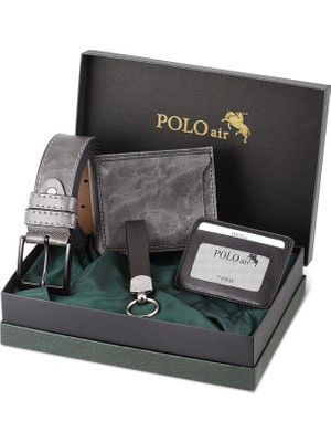 Polo Air Kutulu Erkek Kemer Cüzdan Kartlık Anahtarlık Seti Hm-08