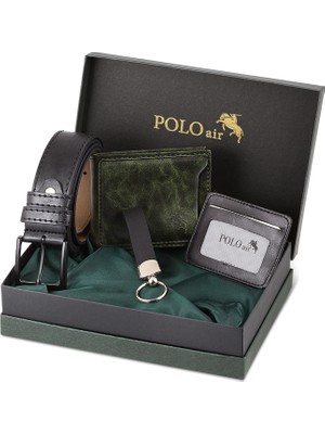 Polo Air Kutulu Erkek Kemer Cüzdan Kartlık Anahtarlık Seti Hm-08