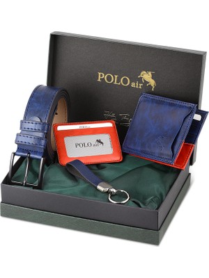 Polo Air Kutulu Erkek Kemer Cüzdan Kartlık Anahtarlık Seti Hm-08