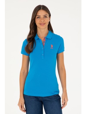 U.S. Polo Assn. Kadın Saks Basic Polo Yaka Tişört 50280060-VR045