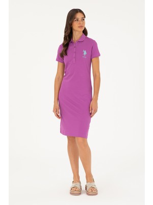 U.S. Polo Assn. Kadın Mor Polo Yaka Mini Boy Örme Elbise 50280064-VR038