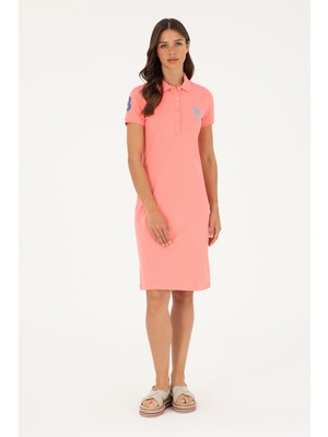 U.S. Polo Assn. Kadın Pembe Polo Yaka Mini Boy Örme Elbise 50280064-VR105