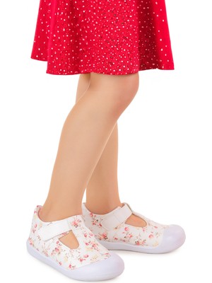 Kiko Kids Flower Cırtlı Kız Bebek Ilk Adım Panduf Ayakkabı