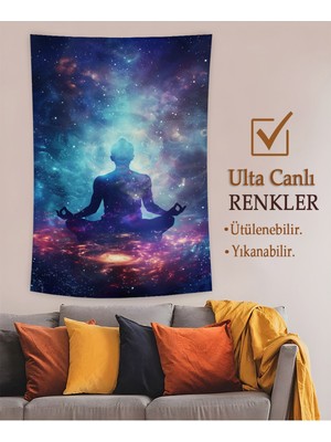 Pamuklu Meditasyon, 1.sınıf Kumaştır , Canlı Renkli Duvar Halısı / Örtüsü (Incecik Örtü Değildir) D