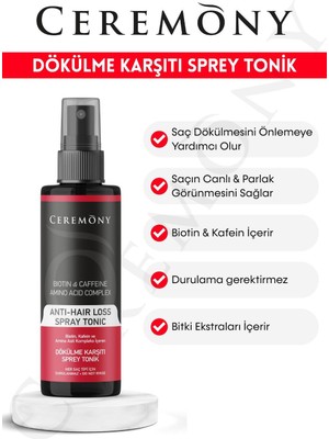 Ceremony 250 ml Dökülme Karşıtı Saç Sprey Toniği Biotin & Kafein ile Saç Sağlığını Destekler