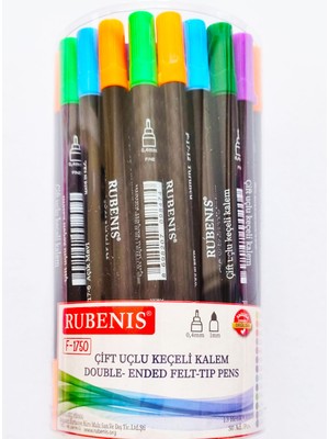 Rubenis 50'li Çift Uçlu Keçeli Fineliner Kalem 04MM-1MM Rbns F-1750 Farklı Renkler