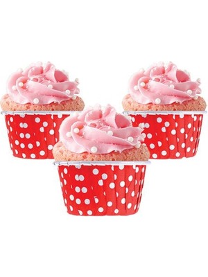 Parti Dükkanım Kırmızı Puanlı Muffin Kek Kapsülü (25 Adet)