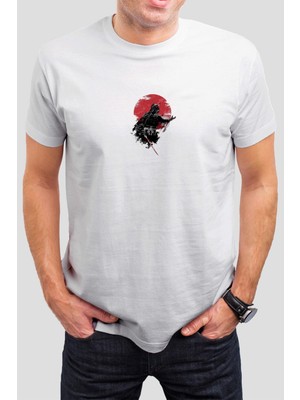 T-35 Samurai Baskılı Beyaz Unisex Tişört C615