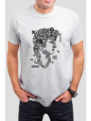 T-35 Heykel Sanat Baskılı Beyaz Unisex Tişört C631